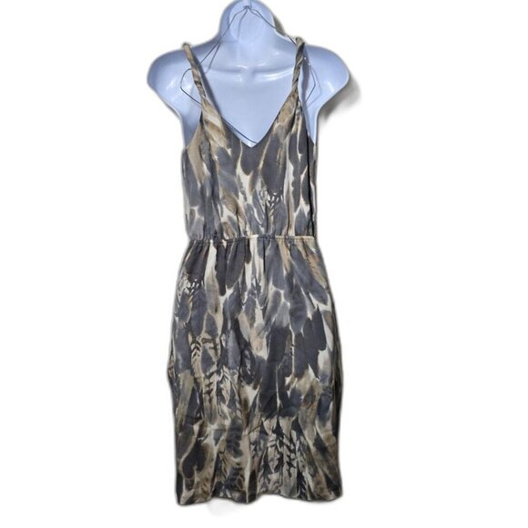 Banana Republic Womens Sz 4 Dress Blur Pattern Gray twisted straps V-Neck - Picture 2 of 12